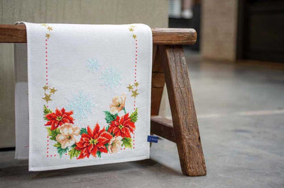Christmas Flowers  Table Runner Cross Stitch Kit - Vervaco