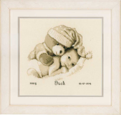 Baby & Teddy Birth sampler Cross Stitch Kit Vervaco
