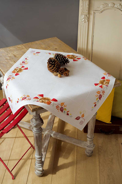 Hedgehog & Mushrooms Tablecloth Cross Stitch Kit Vervaco