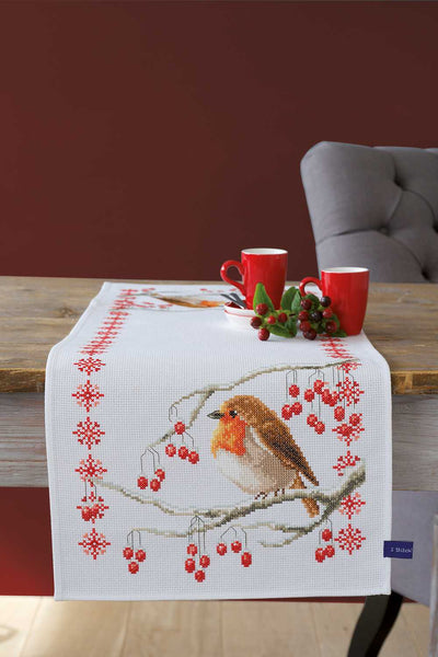 Robin Table Runner Cross Stitch Kit Vervaco