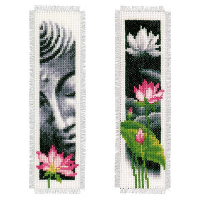 Lotus & Buddha: Set of 2 Bookmark Cross Stitch Kit Vervaco