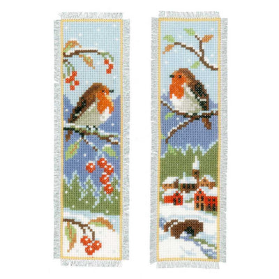 Robins: Set of 2 Bookmark Cross Stitch Kit Vervaco