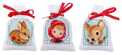 Vervaco Cross Stitch Kit - Fairy Tale Set of 3 Pot Pourri Bags