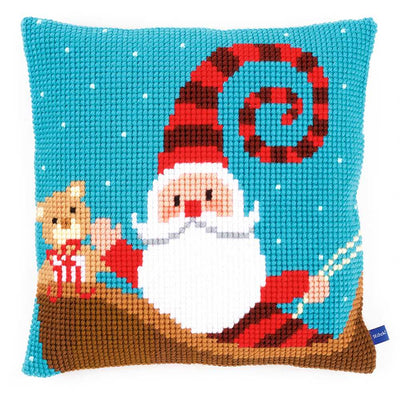 Happy Santa Cushion Front Cross Stitch Kit Vervaco