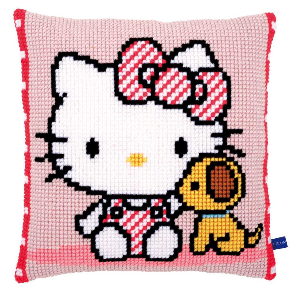 Hello Kitty with Dog Cushion Front Cross Stitch Kit Vervaco