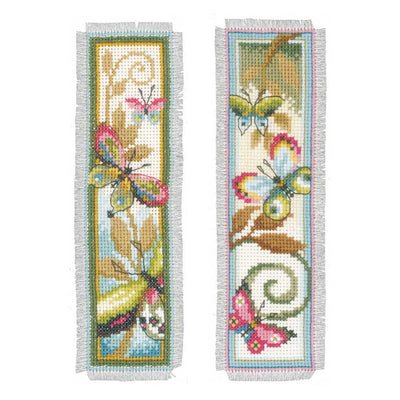 Deco Butterflies: Set of 2 Bookmarks Cross Stitch Kit Vervaco