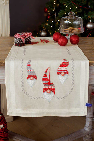 Christmas Elves Table Runner Cross Stitch Kit Vervaco