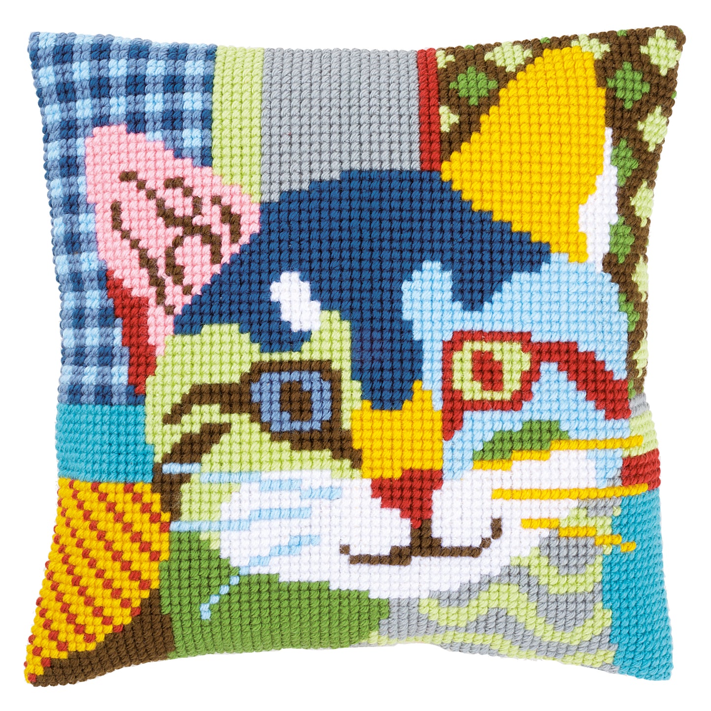 Modern Cat Cushion Printed Cross Stitch Kit Vervaco