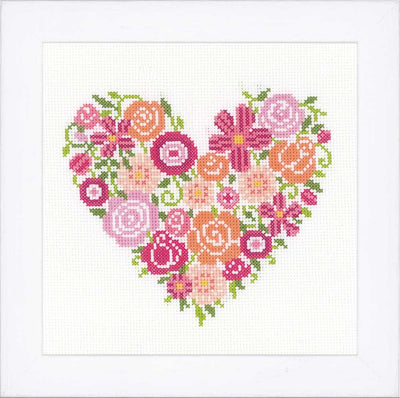 Floral Heart Cross Stitch Kit Vervaco