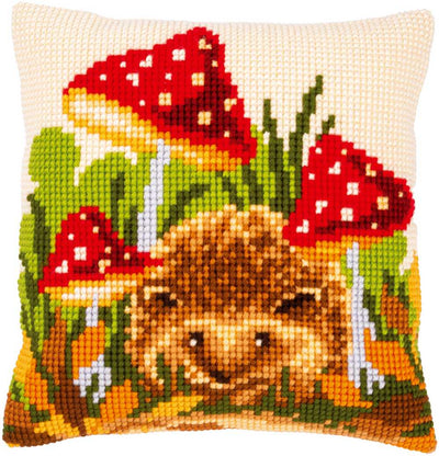 Vervaco Cross Stitch Kit - Hedgehog and Mushrooms Cushion