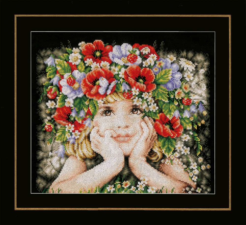 Lanarte Cross Stitch Kit - Girl with Flowers