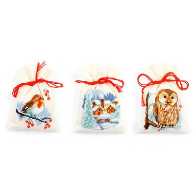 Winter (Set of 3) Pot-Pourri Bags Cross Stitch Kit Vervaco