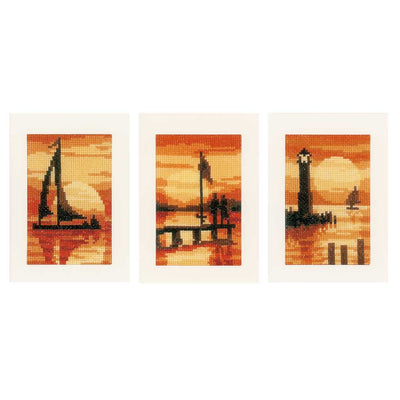 Sunset Set of 3 Cards Cross Stitch Kit Vervaco