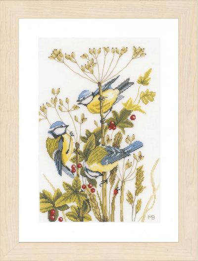 Blue Tits (Evenweave)Counted Cross Stitch Kit Lanarte