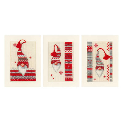 Christmas Elf Set of 3 Cards Cross Stitch Kit Vervaco