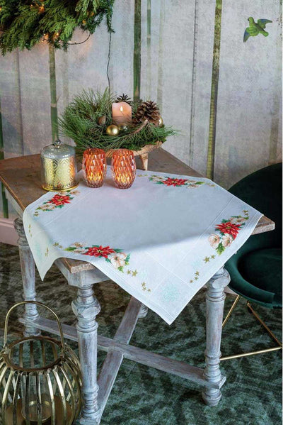 Christmas Flowers  Tablecloth Cross Stitch Kit - Vervaco