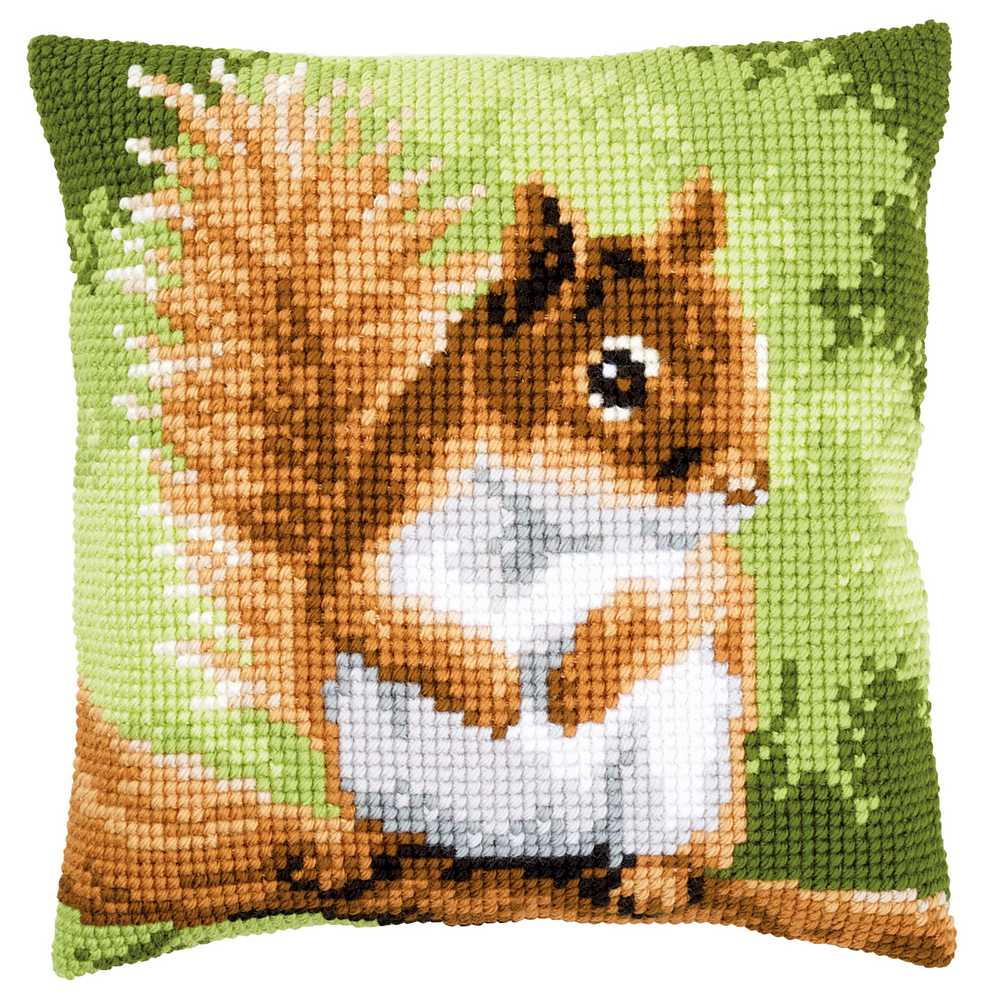 Squirrel Cushion Front Cross Stitch Kit by Vervaco