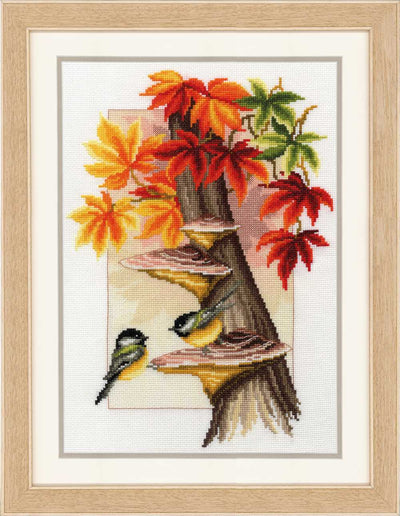 Vervaco Cross Stitch Kit - Chickadees Between Leaves