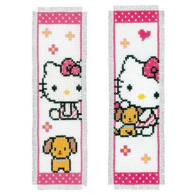 Hello Kitty with Dog (Set of 2) Bookmarks Cross Stitch Kit Kit Vervaco