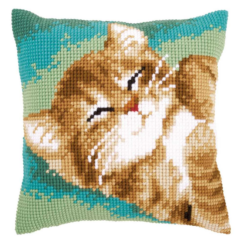 Cat Cushion Front Cross Stitch Kit Vervaco