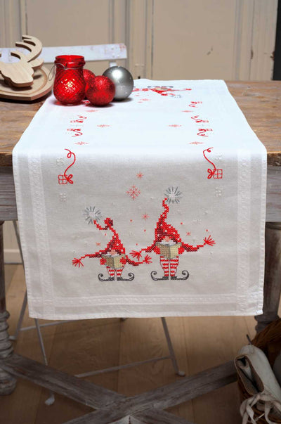 Christmas Gnomes Table Runner Cross Stitch Kit Vervaco