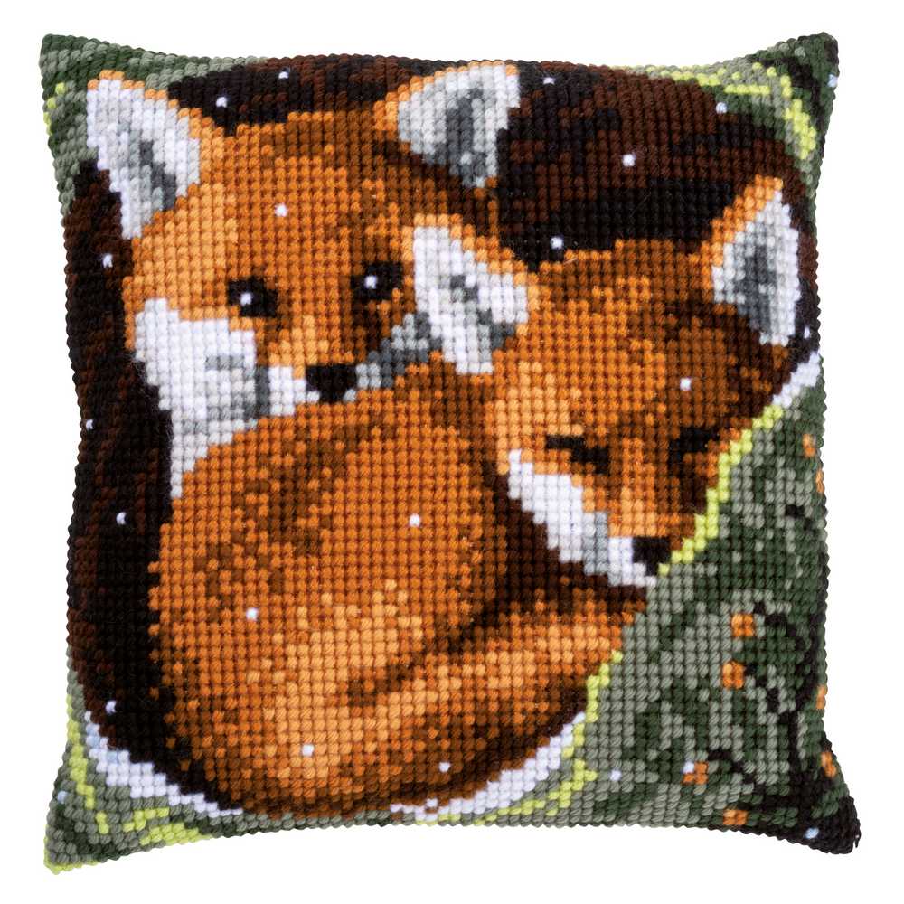 Foxes Cushion Cross Stitch Kit - Vervaco