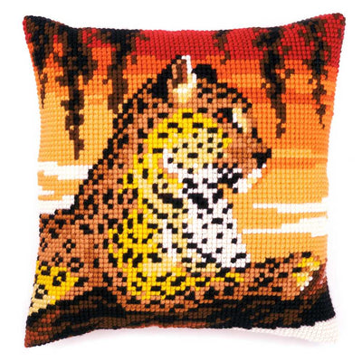 Leopard Cushion Front Cross Stitch Kit Vervaco