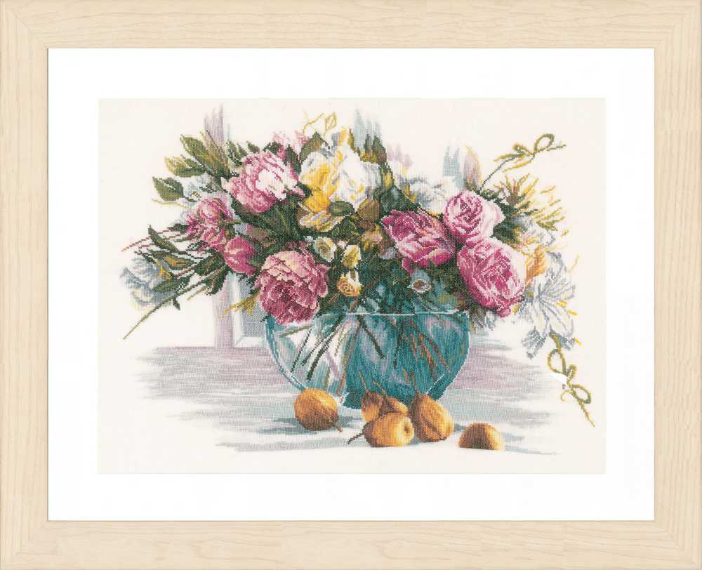 Flowers (Linen) Counted Cross Stitch Kit Lanarte