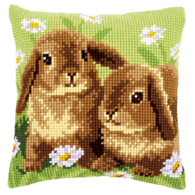 Two Rabbits Cushion Front Cross Stitch Kit Vervaco