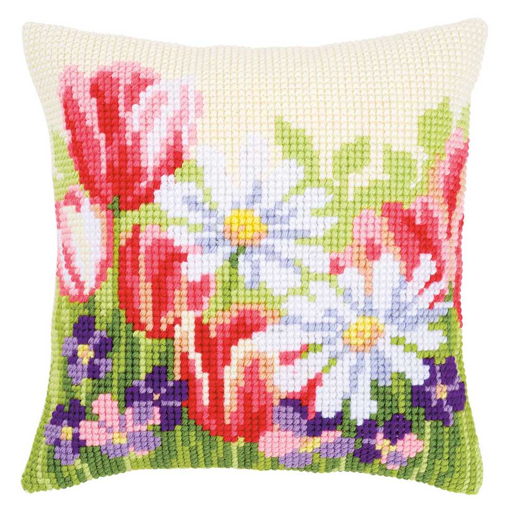 Spring Flowers Cushion Front 2 Cross Stitch Kit Vervaco