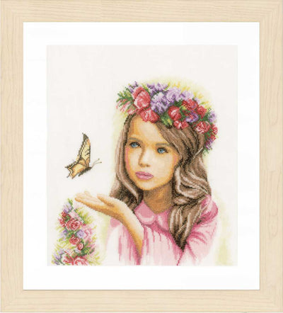 Angel with Butterflies Cross Stitch Kit Lanarte (Linen)