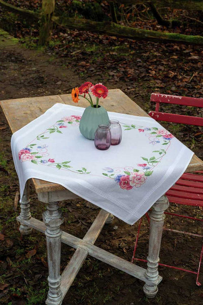 Flowers & Butterflies  Tablecloth Embroidery Kit - Vervaco