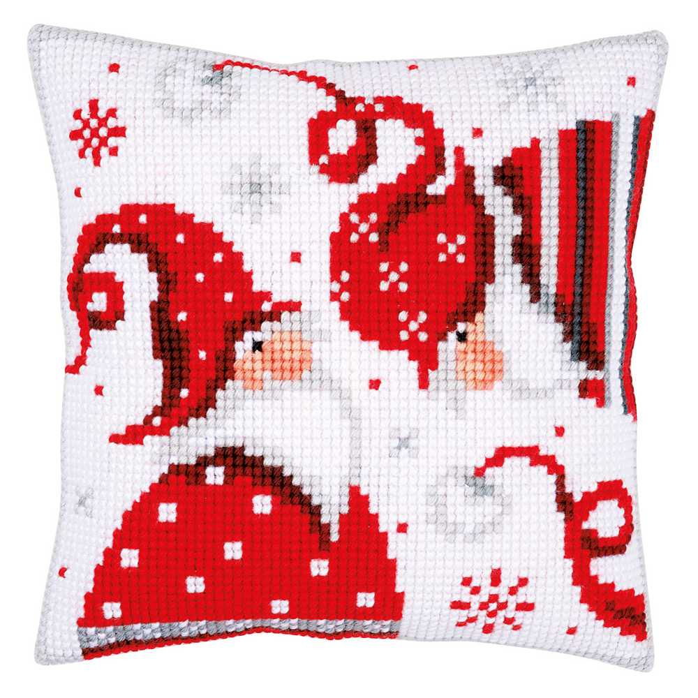 Christmas Gnomes I Cushion Front Cross Stitch Kit Vervaco