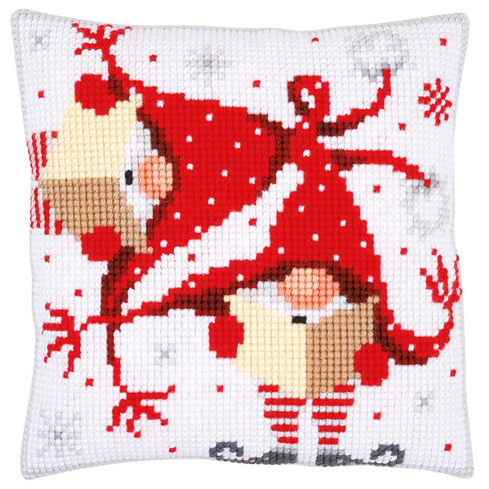 Christmas Gnomes II Cushion Front Cross Stitch Kit Vervaco