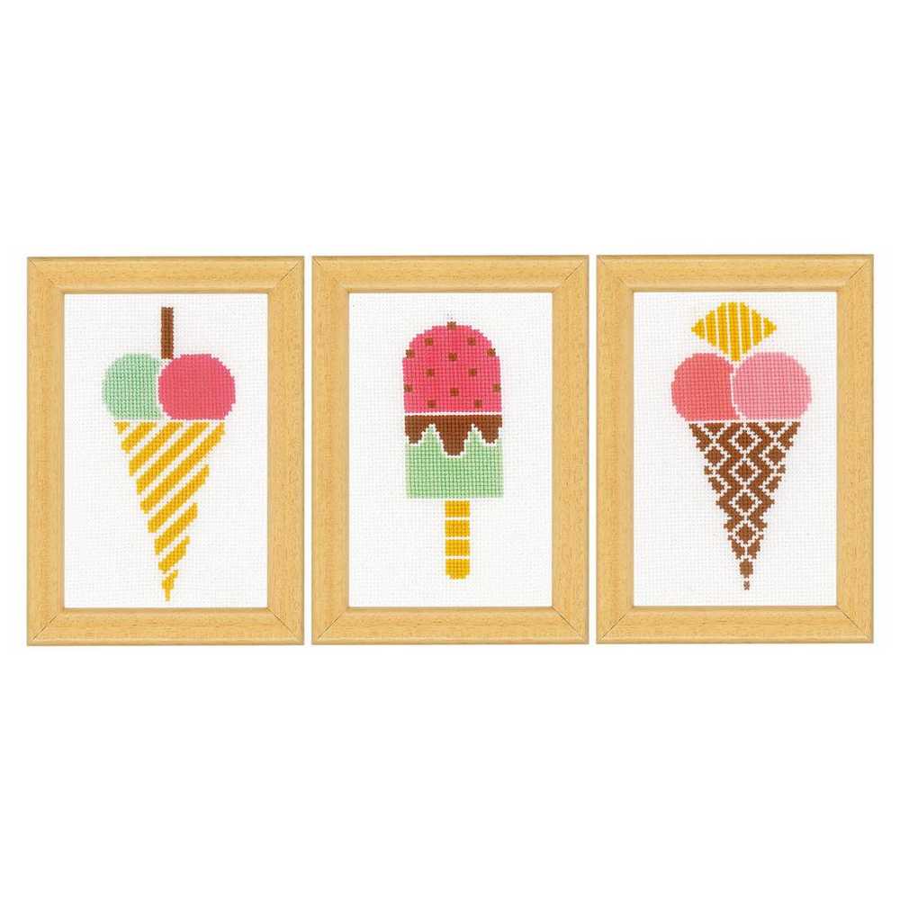 Vervaco Cross Stitch Kit - Ice Creams Set of 3