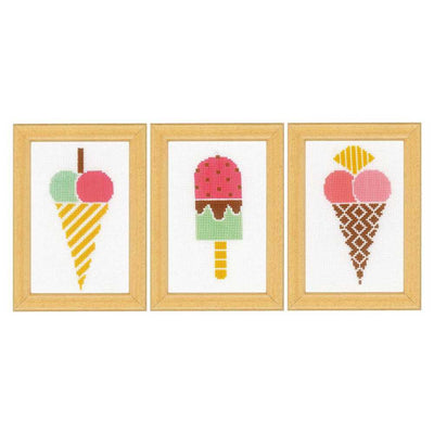 Vervaco Cross Stitch Kit - Ice Creams Set of 3