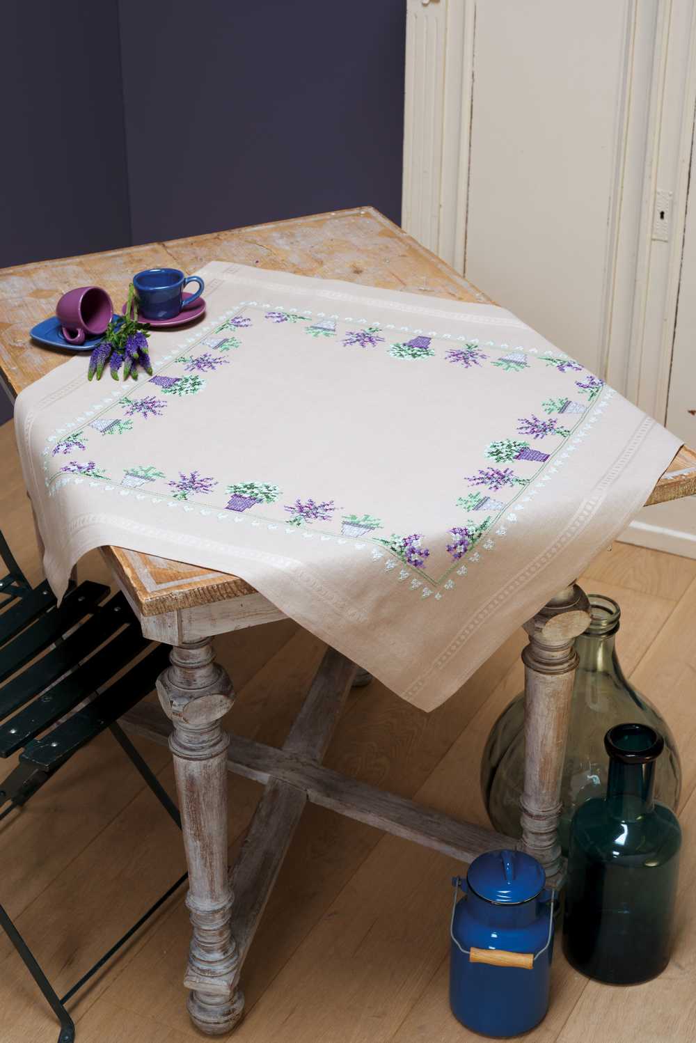 Lavender Tablecloth Cross Stitch Kit Vervaco