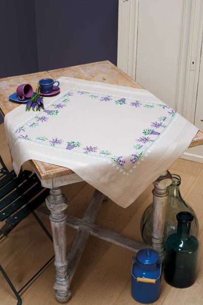 Lavender Tablecloth Cross Stitch Kit Vervaco