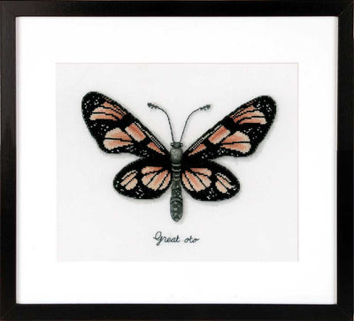 Orange Butterfly Cross Stitch Kit Vervaco