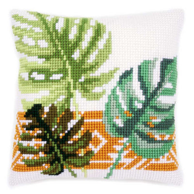 Botanical Leaves I Cushion Front Cross Stitch Kit Vervaco