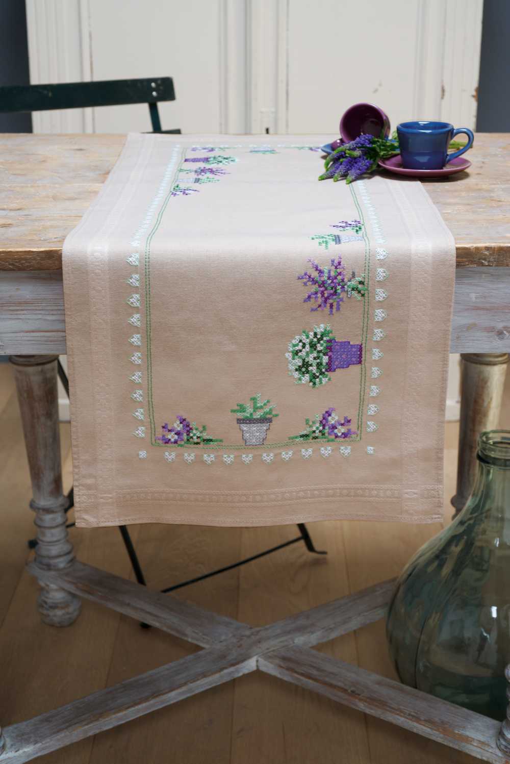 Lavender Table Runner Cross Stitch Kit Vervaco