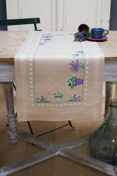 Lavender Table Runner Cross Stitch Kit Vervaco