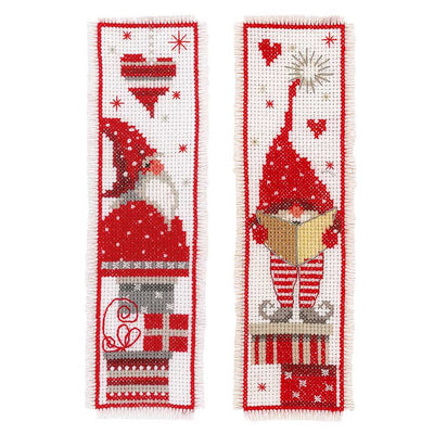 Christmas Gnomes: Set of 2 Bookmarks Cross Stitch Kit Vervaco
