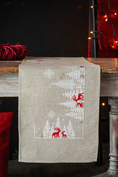 Vervaco Embroidery Kit - Winter in the Foreat Table Runner
