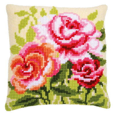 Roses Cushion Cross Stitch Kit - Vervaco