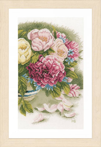 Peony Roses Cross Stitch Kit ~ Lanarte SALE