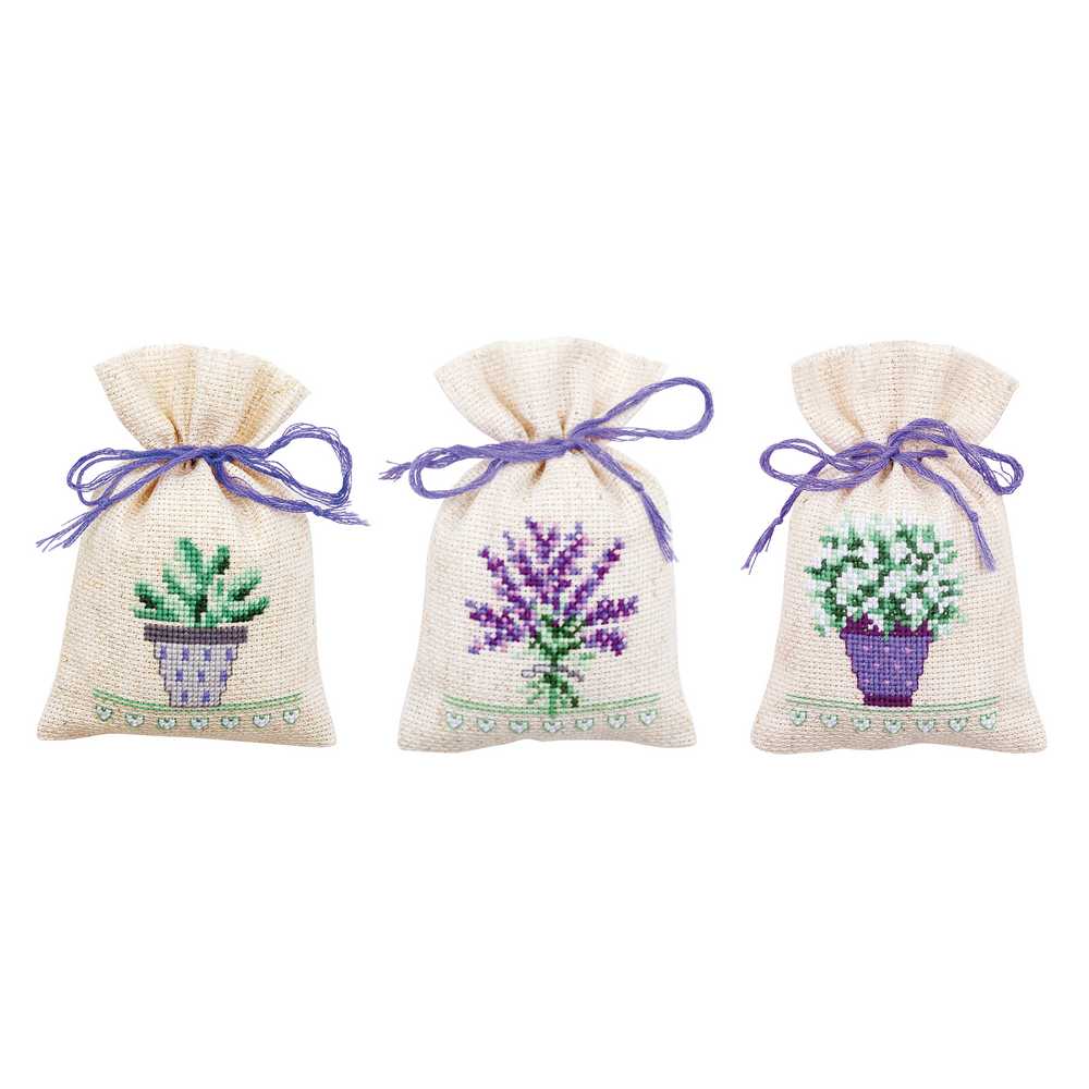 Provence: Set of 3 Pot Pourri Bags Cross Stitch Kit Vervaco