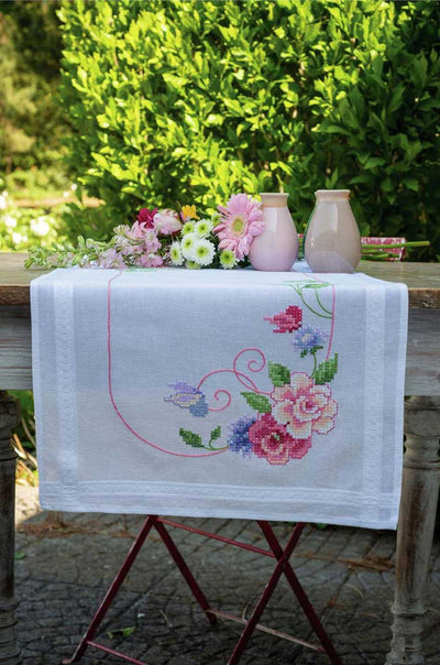 Flowers & Butterflies  Table Runner Embroidery Kit - Vervaco