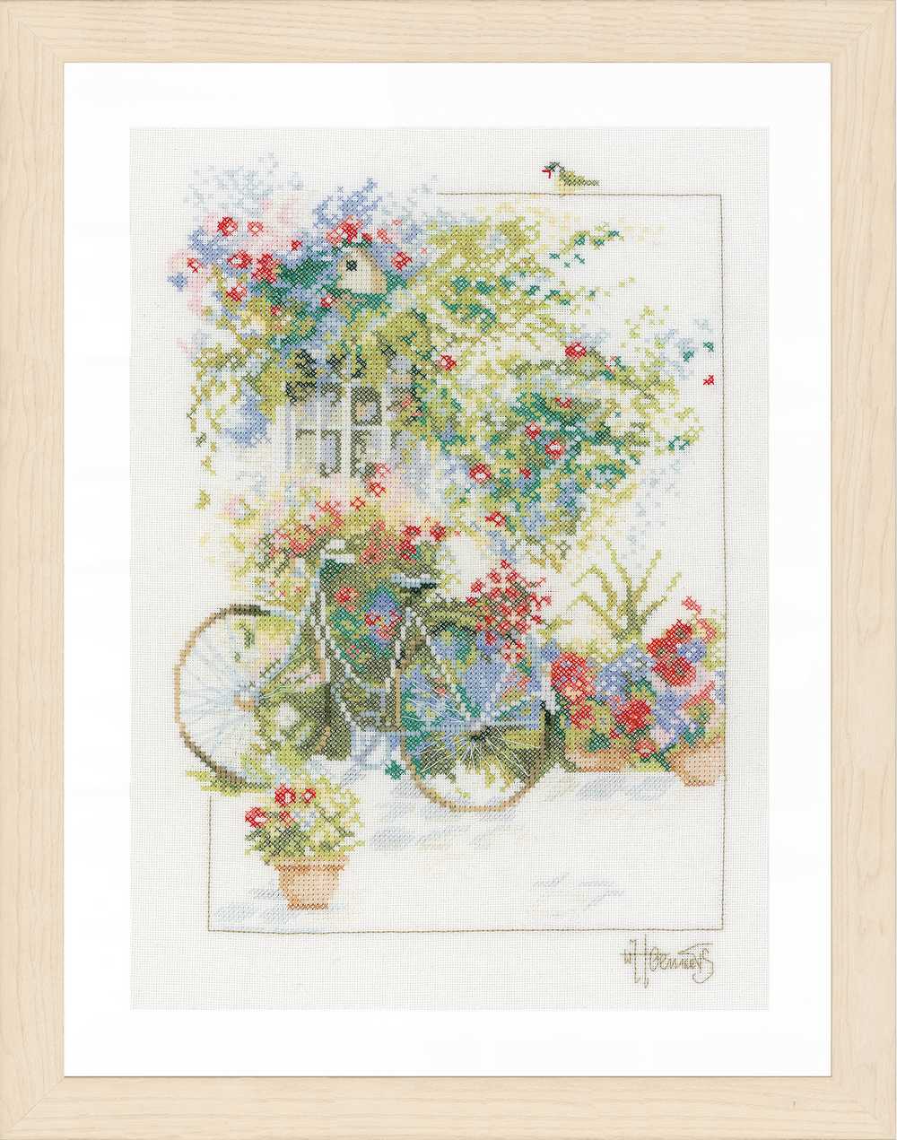 Lanarte Cross Stitch Kit - Flowers and Bicycle