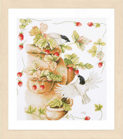 Strawberries & Birds Counted Cross Stitch Kit Lanarte